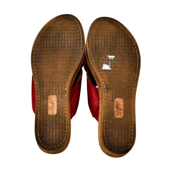 Latigo Red Leather Slip-on Sandals Size 7.5M Kayda Criss Cross Cork Wedge MINT - Picture 10 of 11